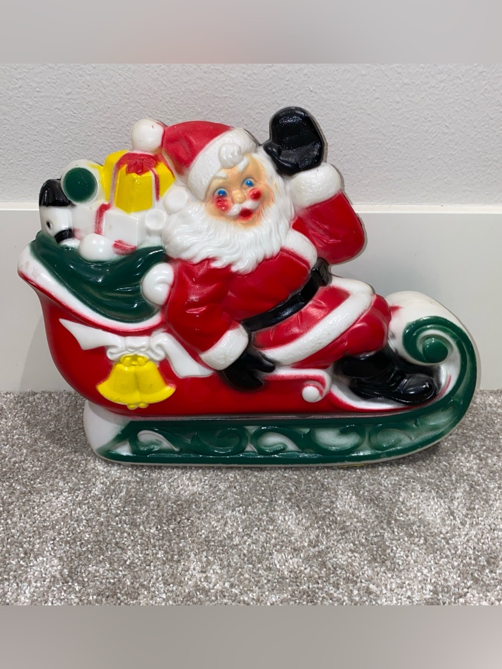 Vintage Santa Claus on Sleigh Blow Mold Christmas Tabletop Empire 1970